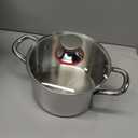 P&P CHEF 4 Quart Tri-Ply Stainless Steel Stock Pot, 4 Qt Stockpot Pasta Cooking Pot with Visible Lid for Soup Vegetable, Induction Cookware for All Stoves, Sturdy & Double Handle, Dishwasher Safe