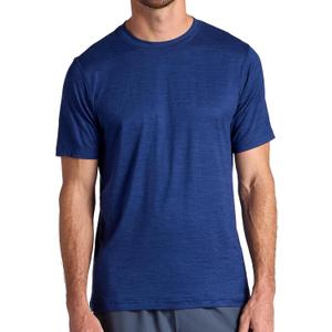Gaiam Men's Everyday Basic Crewneck Top, Standard Fit, Stretch Midweight Material (Blue, M)