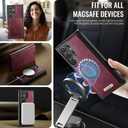 Wallet Case for Samsung Galaxy S25 Ultra Compatible with Magsafe, 2-in-1 PU Leather Flip RFID Blocking Card Holder Stand Shockproof Magnetic Detachable Cover for Galaxy S25 Ultra, Burgundy