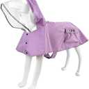 Waterproof Dog Raincoat, Adjustable Reflective Lightweight Pet Rain Clothes with Poncho Hood(XL, Light Purple)
