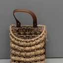 Wall Hanging Pocket Basket Portable Storage Basket Decorative Boho Mounted Organizer Dried Flower Plants Front Door Basket for Garden Farmhouse Home (Seagrass & Hyacinth)