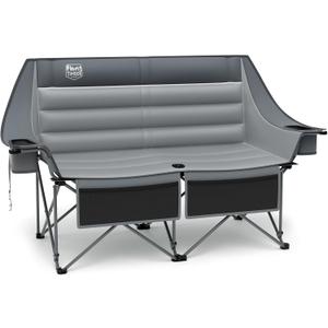 Timber Ridge Double Camping Chair Heavy Duty Outdoor Folding Camp Couch | 600 lbs Ultra-wide Loveseat Camping Chairs Perfect for Campsites, Patio/Lawn, Soccer Games or Other Youth Sports, Supports