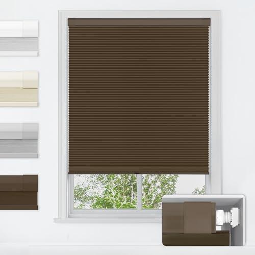 LazBlinds No Drill Cordless Cellular Shades, 25" W x 64" H, Dark Coffee | Blackout Fabric Protects Privacy, With Thermal Insulation & Noise Reduction, Safe Cordless Design for Kids & Pets