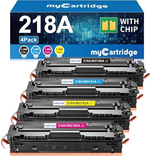 218A Toner Cartridges 4 Pack (with Chip) Compatible Replacement for HP 218A 218X for Color Laserjet Pro 3201dw MFP 3301fdw 3301cdw 3301sdw Printer Ink W2180A W2180X High Yield (BCMY, 4-Pack)