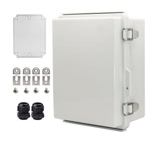 Outdoor Waterproof Electrical Box Junction Box Weatherproof IP67 ABS Plastic Enclosure Switch Router Project Box Electronics DIY Enclosure With Mounting Plate Wall Bracket Grey 8.6"x6.6"x4.3"