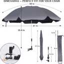 Blissun 2 Pack Chair Umbrella with Clamp, Adjustable Umbrellas for Chair, UPF50+ Sun Shade Umbrella for Beach Chair, Wheelchair, Camping Chair, Patio Chair, Golf Carts, Dark Grey