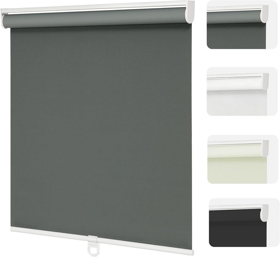 Changshade Blackout Roller Shades Cordless for Windows,100% Room Darkening Window Blinds for Bedroom,Thermal Insulated UV Protection,Easy Install Pull Down Shades for Home,24.5" w x 72" h,Grey