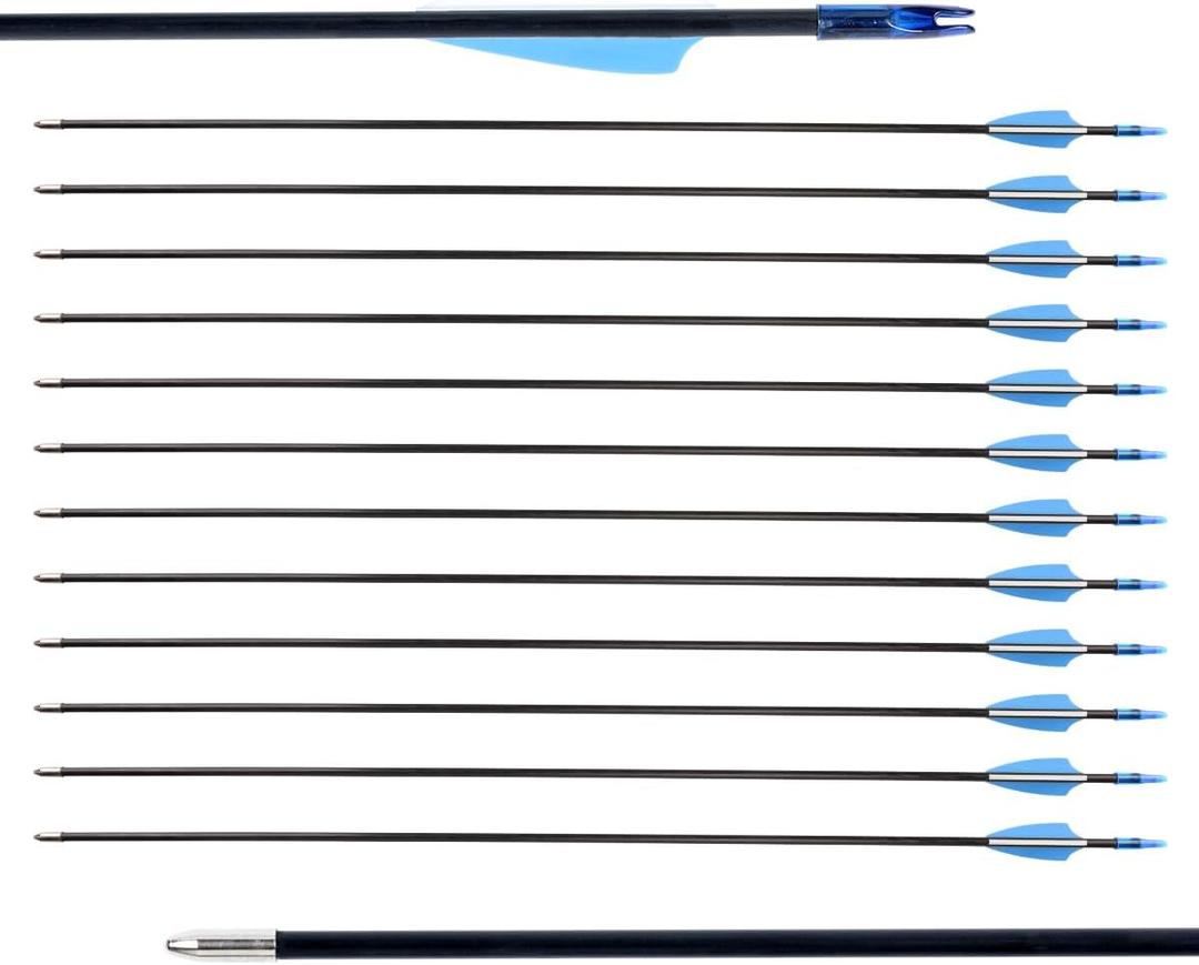 LWANO 28" Fiberglass Arrows - Archery Practice Target Arrows with Blunt Tips Durable Shaft for Youth Kids Children Beginners on Recurve&Long Bows(Pack of 12), 28inch-12pc arrows