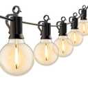 Outdoor String Lights Hanging Globe Patio Lights with 50 G40 Shatterproof Bulbs(2 Spare), IP44 Waterproof Connectable Commercial 50 Hanging Light for Indoor Outdoor Decor (Warm White)