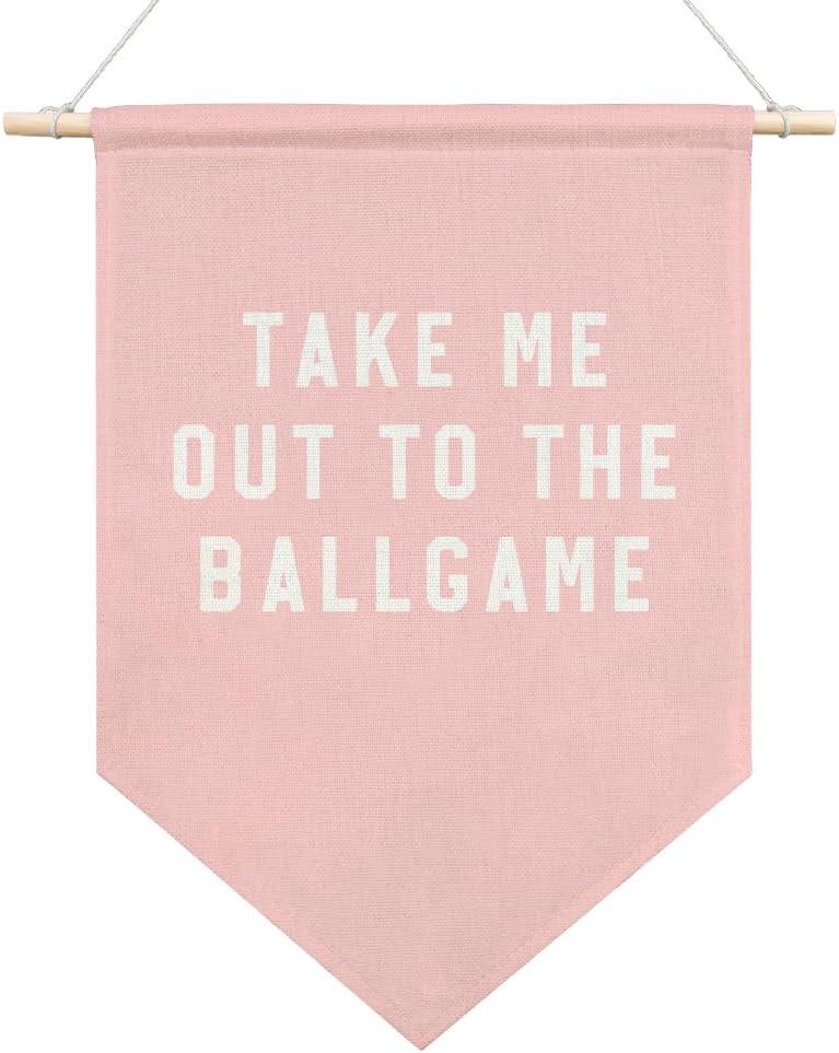 AGMDESIGN Take Me Out To The BallGame Pennant Flag Banner, Pink Baseball Wall Decor for Toddler Girl Sports Room Nursery Playroom, Sports Decor for Girls Bedroom, Ballgame Lovers Gifts for Girls