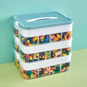 Toy Storage Organizer for Lego, 3 Tier Stackable Storage Bin Transparent Building Bricks Puzzle Craft Plastic Container Organizing Sorter for Kids, Green