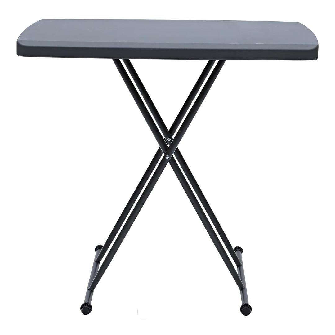 Iceberg Small Camping Personal Folding Table, Heavy Duty Utility Table, Adjustable Height, Charcoal, 19.5 L x 30 W x 28" H