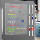 Acrylic Magnetic Dry Erase Board for Fridge 10"x14" Clear Acrylic Magnet Board for Refrigerator, Includes 6 Colors Magnetic Markers, (Clear Blank)