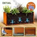 Corten Steel Planter Box-32"x15"x15"-Large Rectangular Planters For Outdoor Plants, Heavy Duty Rustic Tall Planter With Raised Support Feet For Patio, Deck, Garden, Yard, Drain Holes, Easy Assembly