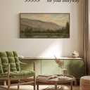ARPEOTCY Extra Large Framed Wall Art for Living Room, Vintage Mountain Neutral Country Farmhouse Decor, Landscape Canvas Prints, Scenery Long Picture for Bedroom Above of Bed, 20x40inch