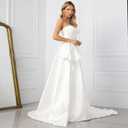 Off Shoulder Strap Lace Wedding Dress Sleeveless – Lightweight A-Line Bridal Gown with Train for Engatement Weddings L White