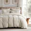 WDCOZY 100% Cotton Luxury Honeycomb Duvet Cover Set King Size with Hidden Zipper, Neutral Beige Waffle Weave Bedding, Textured Soft and Breathable Washed, Linen Like, 3 Pieces, 104x90 inches