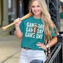 Football Mama Shirts Women Game Day Football Mom T Shirt Season Sports Mom Shirt Short Sleeve Sunday Tee Tops (S)