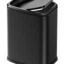 Cesun 2.1 Gallon Bathroom Trash Can with Swing-Top Lid, Small Stainless Steel Garbage Can with Removable Inner Bucket, Slim Waste Basket for Home, Office, Toilet, Bedroom, Living Room (Black)