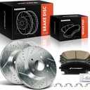 A-Premium 11.02 in (280 mm) Front Drilled and Slotted Disc Brake Rotors + Ceramic Pads Kit Compatible with Select Mazda Models - 3 2014-2018, CX-3 CX3 2016-2020, 6-PC Set
