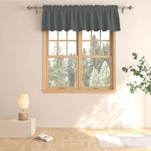 UPOPO Gray Valance Curtains 14 inch Room Darkening Kitchen Window Curtains Living Room Triple Weave Window Treatment Bedroom Bathroom 1 Panel Rod Pocket Short Small Little Mini Curtain Topper 72"x14" (Charcoal Grey)
