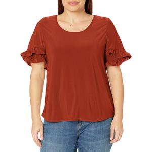 Star Vixen Women's Ruffle Tulip Sleeve Casual Top (Large)