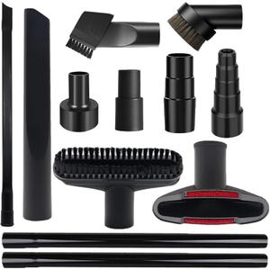 12 PCS Vacuum Attachments & Brushes Kit for Shop Vac Accessories & Household Cleaning, Includes 2 1/2" to 1 1/4" and 1 7/8" to 1" Vacuum Hose Adapters, Crevice Tool & 2 Vacuum Extension Wands