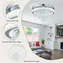 FRIXCHUR 19.7" Crystal Chandeliers Crystal Ceiling Light Fixtures Modern Flush Mount Light LED Chandelier Lamp for Living Room Bedroom Dining Room 6500K Cool White