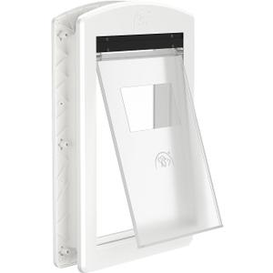 MAVRICFLEX White Frame Dog Door, Plastic Doggy Door with Sliding Lock Panel and Magnetic Hard Flap, Doggie Door for Dogs Up to 30LBS, Medium