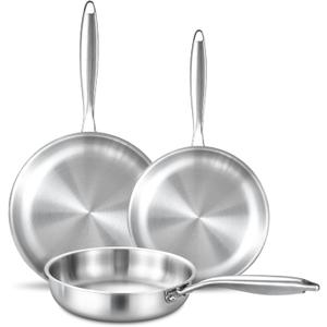 DELARLO Whole body Tri-Ply Stainless Steel Kitchen Cookware Set of 3 Kitchen Pots and Pans sets 8.5 10.5 12.5 Heats quickly Cookware, Suitable for All Stove