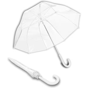 Weather Station Clear Rain Umbrella, Adult, Dome Canopy, Bubble, Automatic Open, Bubble, Waterproof, Lightweight, Full 52 Inch Arc, Stick, White