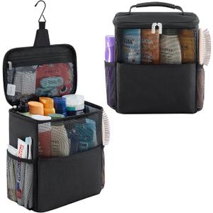 Lifewit Mesh Shower Caddy Bag Portable College Dorm Room Essentials Caddy Tote Basket for Bathroom, Gym, Travel, Camping Quick Dry Hanging Shower Organizer Toiletry Bag for Women Wen, Large, Black (L(9.8"L x 6.5"W x 11.4"H))