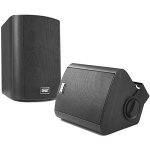 Pyle 6.5-Inch Wall Mount Waterproof Bluetooth Speaker System  Indoor/Outdoor Audio Pair with Built-in Digital Amplifier, Weather-Resistant Housing, High-Power Sound, Easy Installation (Black)