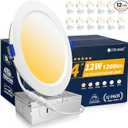 LTBLIGHT 12 Pack Recessed Lighting 4 inch, 5000K UltraThin LED Canless Recessed Lighting, Retrofit Dimmable Recessed Lights, 1200LM 12W=150W Wafer Lights  ETL & Energy Star Certified
