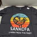 Sankofa Retro Vintage Learn from The Past African Bird T-Shirt (Black, L)