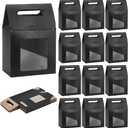 PH PandaHall Goodies Boxes 24pcs Gift Boxes with Window Candy Treat Box Paper Box Black Gable Conatiner for Party Favors Snacks Donuts Cookie Candy Birthday Wedding Shower, 5.3×3.2×7.6 Inches