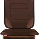 Sinvitron Car Seat Protector for Child Car Seat, Waterproof Car Seat Cover for Leather and Fabric Seats, 2 Mesh Pockets, Non-Slip Bottom, Thick Padding Cushion(1 Pack, Brown)