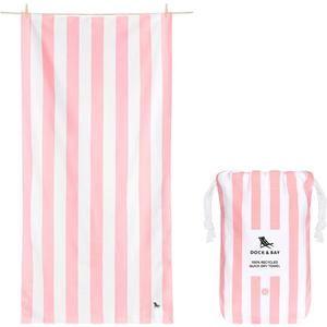 Dock & Bay Beach Towel - Quick Dry, Sand Free - Compact, Lightweight - 100% Recycled - Includes Bag - Cabana Light - Malibu Pink, Extra Large (200x90cm, 78x35)