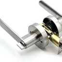 Door Handle Lock Square Interior Three-Bar Spherical 1Pcs(Round Silver)