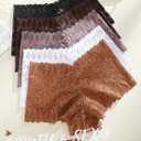 Sexy Underwear Panties for Women Cheeky V Waist Lace Boyshorts Plus Size Underwear Women 5 Pack (Medium, 5 Pack-black*1 White*1 Mocca Grey*1 Brick Yellow*1khaki*1)