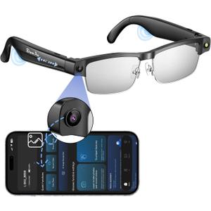 Domiro Camera Glasses, Smart Glasses with Camera and Bluetooth for Men/Women 8MP 4K HD Video Recording Anti-Shake 32G Support Chart GPT,WiFi,AI Voice Assistant,Translate,Music