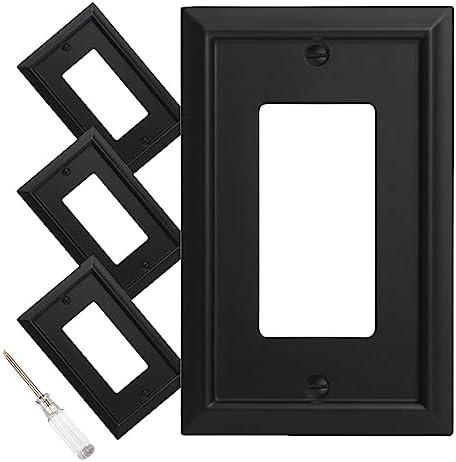 Wall Plate, Duplex Outlet Covers, Matte Black Light Switch Cover - Natural Bamboo Fiber Electrical Outlet Cover Plate Variety of 13 Styles Decorator/Duplex/Toggle/Combo (1 Gang Decorator 3 Pack)