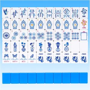 TIASUSAN Light Blue American Mahjong Tile Set(1.2"), 160 Engraved Tiles with Mahjong Tiles Bag and Mah-jongg Accessories