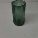 Large Cylinder Ribbed Green Glass Flower Vase for Farmhouse Dining Table Centerpieces Decor (11")