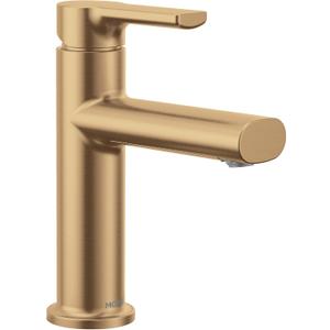 Moen Meena Bronzed Gold One-Handle Single Hole Modern Bathroom Sink Faucet with Optional Deckplate and Drain Assembly, 84794BZG