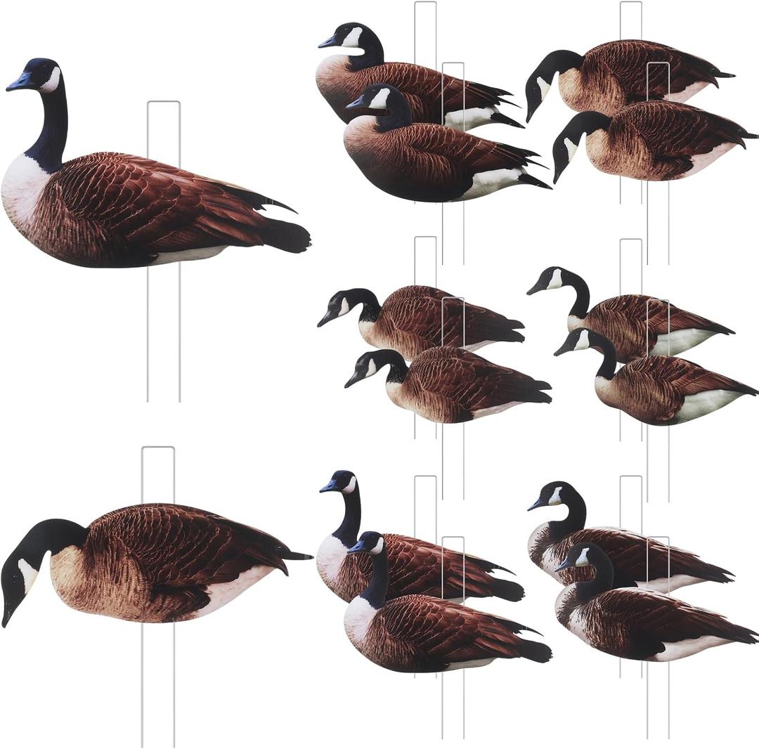 CroBlissful Goose Silhouette Decoys with Metal Stakes Goose Motion Decoys Set Outdoor Hunting Silhouette Stackable Realistic Vivid Easy to Carry for Field Pond