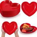 10 Pcs 8.5 Inch Red Heart Plates Valentines Day Plates Heart Shaped Plates Dessert Bowls Appetizer Plates Salad Bowls for Valentines Day Party Supplies