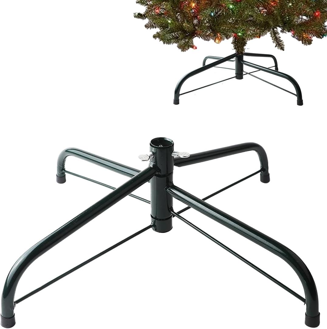 16 Inch Folding Metal Christmas Tree Stand, Green Universal Replacement Xmas Tree Stand Base for Christmas Artificial Tree