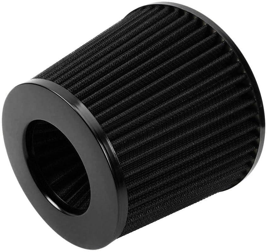 Black 3" Inlet High Flow Clamp-On Cold Air Intake Filter Cleaner 76mm Cone Replacement Dry Air Filter