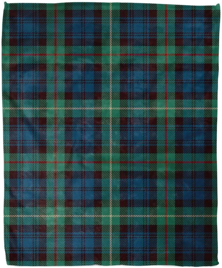 Home Decor Throw Blanket, Blue Black Green Buffalo Plaid Warm Soft Cozy Flannel Bed Blankets for Bed, Couch, Sofa and Chair, All Seasons Suitable, 80x60 inches